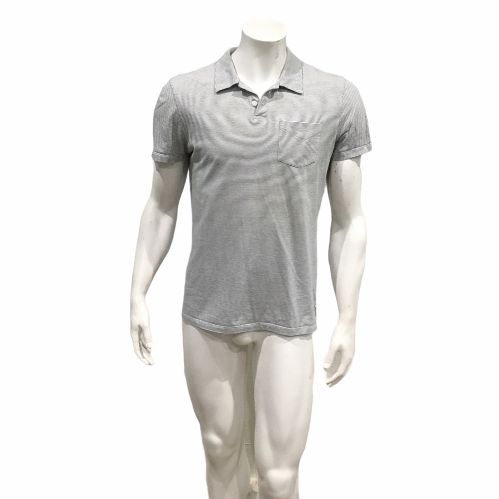 A.P.C. Mens Gray Striped Polo Shirt